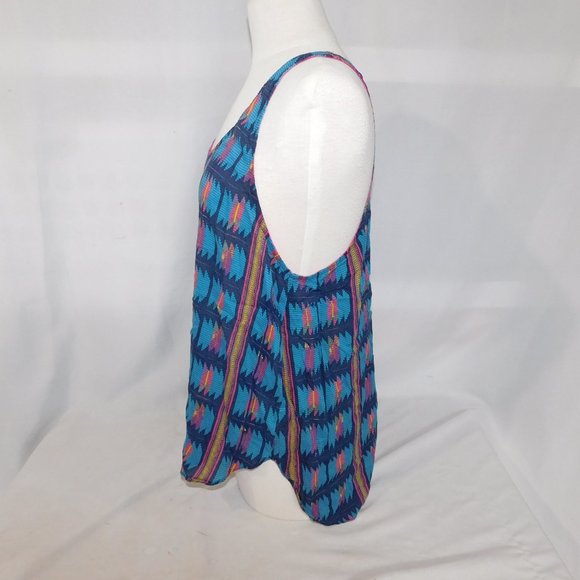 American Eagle Outfitters Womens L Blue Pink Yellow Sheer Tank Top Boho - Picture 6 of 8